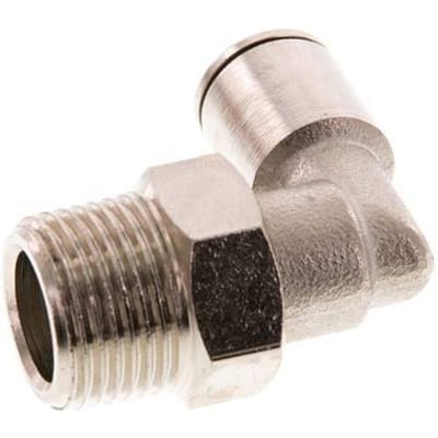 8mm x R3/8'' 90 graden L-verbinding Messing Insteekfitting Buitendraad Draaibaar FKM