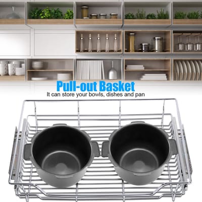 Panier Organisateur de Placard Coulissant en Acier Inoxydable pour Assiette Bol Poêle Ménage(800mm) gray
