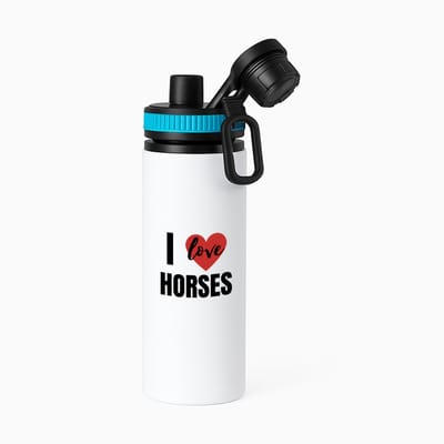 Hacebo® - I love horses waterfles met draaidop blauw - Paarden - paarden liefhebbers - verjaardagscadeau - kado - gift - water fles - 850ML