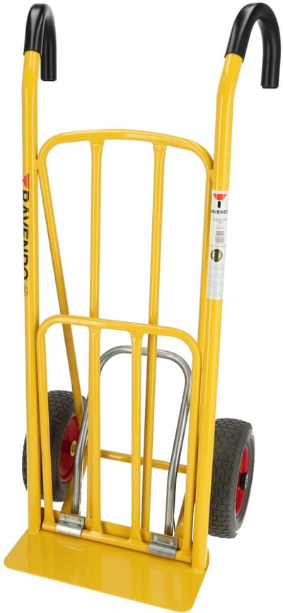 Ravendo Steekwagen CLM 250 PUR Ergo - Easy-Tip & Ergonomische Handgrepen - Draagvlak 420x120 mm & Uitklapbaar Draagvlak 350x520 mm - 250 kg Draagvermogen