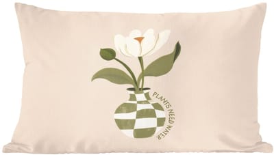 Sierkussens - Kussentjes Woonkamer - 60x40 cm - Bloem - Wit - Vaas - Quote