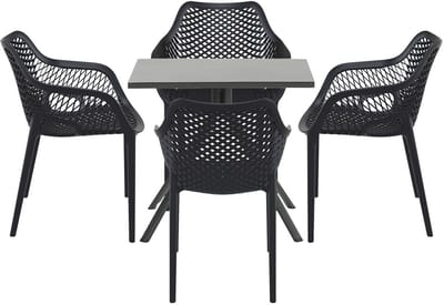 Garden Impressions Air XL tuinset 5-delig zwart - Rimini tuintafel 80x80 cm