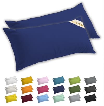 Lavea® Zijslaapkussenslopen 40x145 cm Set van 2 – Kussenhoezen van 100% Zachte en Ademende Jersey Katoen met YKK Ritssluiting – Koningsblauw