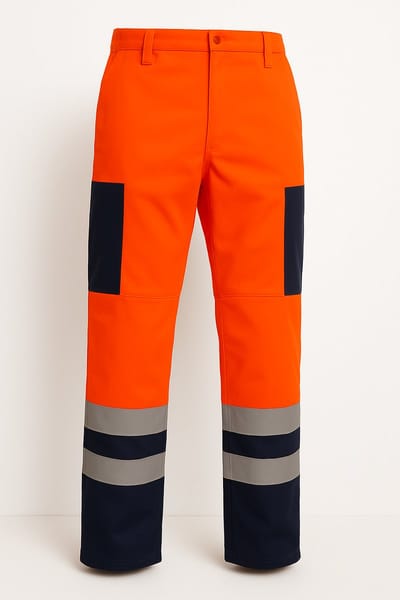 Werkbroek Hoogzichtbaar Oranje Maat 44 – Reflecterend met 3M Scotchlite – Sanfor – 65% Polyester / 35% Katoen – Industrieel Wasbaar tot 60°C – Comfort & Veiligheid