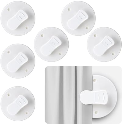 Dailygoods- Douchegordijnclips 6 Stuks - Zelfklevend - Winddicht - Kunststof/Metaal - 2,1 x 0,51 Inch - Perfecte Bescherming - Gordijnclips