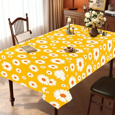 Gele Madeliefjesprint Rechthoekige Tafelkleed voor Tafeldecor Boerderij Wit Bloemen Keuken Eettafelkleed Bruiloft Feest Decoratie 90x140cm