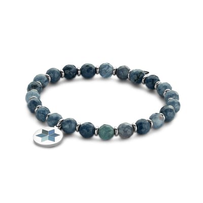 CO88 Collection Majestic 8CB 90505 Natuustenen Armband - Jade - One-size / 6 mm - Donker Blauw
