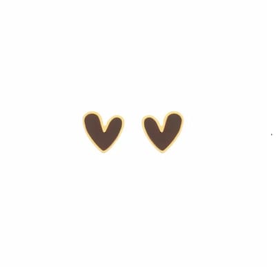 Black hart studs gold