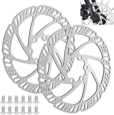 Set van 2 Stalen Remschijven voor Fietsen - 160mm met 6 Gaten en 12 Schroeven, Geschikt voor Mountainbike en Racefiets met 44mm Centrale Afstand