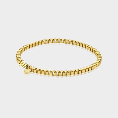 Box Armband 3 mm - Gouden Schakelarmband - 19 cm lang - Armband Heren - Olympus Jewelry