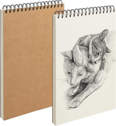 2x A4 Schetsboek Spiraalband - 46 Vellen 128 Gr/m² - Tekenblok en Aquarel Notitieboek