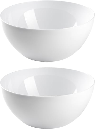 Plasticforte Serveerschaal - 2x stuks - saladeschaal - D23 x H10 cm - kunststof - wit - 3000 ml - 3 liter - keuken - voedsel