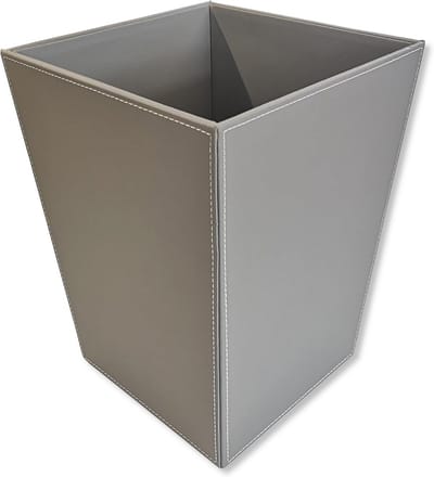Afvalemmer Vierkant - Vuilnisbak Papiermand - Kantoor Thuis - Kunstleer Look - Hoogte 28.5 cm - Grijs