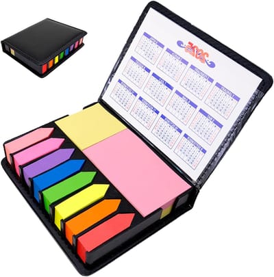 2000 Zelfklevende Notitieblaadjes met Kalender 2025, Sticky Notes Set voor Kantoor, Studie en Boekannotaties, Ideaal voor Organisatie en Planning