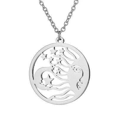 Fako Bijoux® - Ketting Met Hanger - Stainless Steel - RVS - Staal - Zon / Zonnekoning - Zilverkleurig