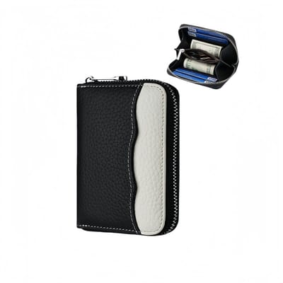 Clutch portemonnee - Lychee textuur leer - Geschikt voor mannen en vrouwen - Grote capaciteit - Ritssluiting - RFID antidiefstal - 11,4*2,7*8,5 cm - Zwart - 1 stuk