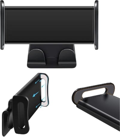 DrPhone 360 Graden Rugleuning Houder met Haak Design - Geschikt voor Tesla Model 3 / Y - Draaibaar - Geschikt voor Smartphones / N-Switch / Tablets 4.7 tot 12.9 inch