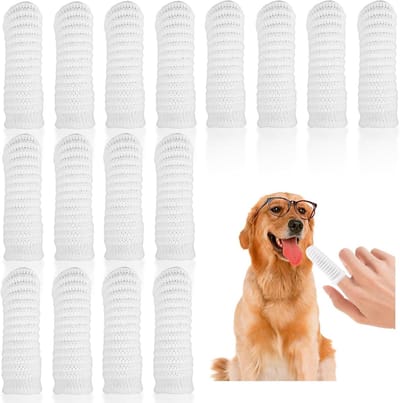 Famanu – Zachte hondentandenborstelvinger, 16 stuks wasbare en herbruikbare tanden voor huisdieren, tandenborstels voor honden, katten en puppys, effi