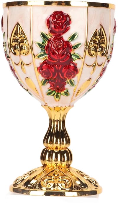 Dailygoods- Gouden Kelk - Vintage Kelk Beker - Zinklegering - Decoratieve Wijn Cup - 10,3 x 6,3 cm - Prachtig Patroon - Wijnbeker