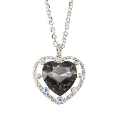Behave - Lange ketting met zwart hart en steentjes - Statement stijl