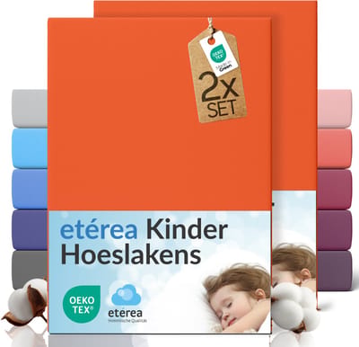 etérea Jersey hoeslaken kinderen 2-pack 80x160-80x180 cm (hoek 20 cm) 100% katoen - Oranje