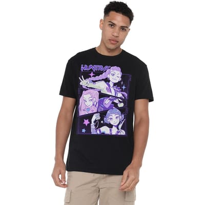 K-Pop Demon Hunters Unisex Adult Huntr/X Anime T-shirt (Zwart)