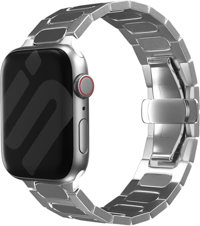 Strap-it Bullet titanium band - ultra licht smartwatch bandje - geschikt voor Apple Watch series 1/2/3/4/5/6/8/9/10/11/SE(2-3)/Ultra(2-3) - grote maten - 44mm / 45mm / 46mm / 49mm - zilver