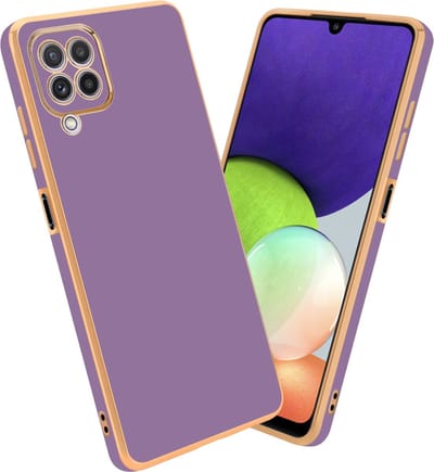 Cadorabo Hoesje geschikt voor Samsung Galaxy A22 4G in Glossy Paars - Goud - Beschermhoes Case Cover van flexibel TPU-silicone en met camerabescherming
