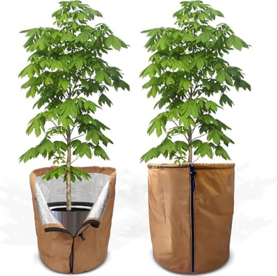 Thermo-pot bescherming voor planten, 65 x 70 cm, vorstbescherming voor bloempotten, winterbescherming met trekkoord, herbruikbare plantbescherming, ideaal voor potplanten