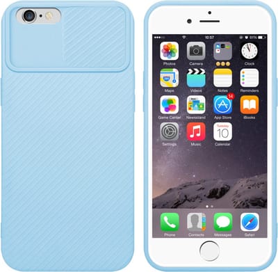 Cadorabo Hoesje geschikt voor Apple iPhone 6 PLUS / 6S PLUS in Bonbon Licht Blauw - Beschermhoes van flexibel TPU-silicone Case Cover en met camerabescherming