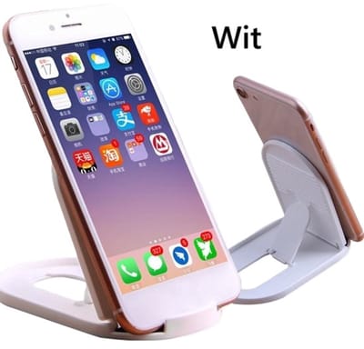 Universele Opvouwbare Smartphone Standaard Voor Bureau & Vlakke Ondergronden I E-Reader Stand I Telefoonhouder I Kunststof I Inklapbare Standaard I Wit