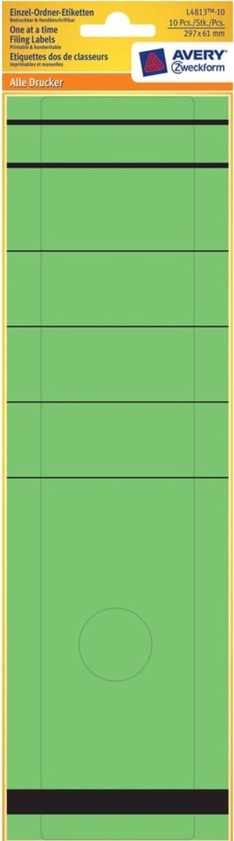 10x Enkele maplabels breed lang 297x61mm groen