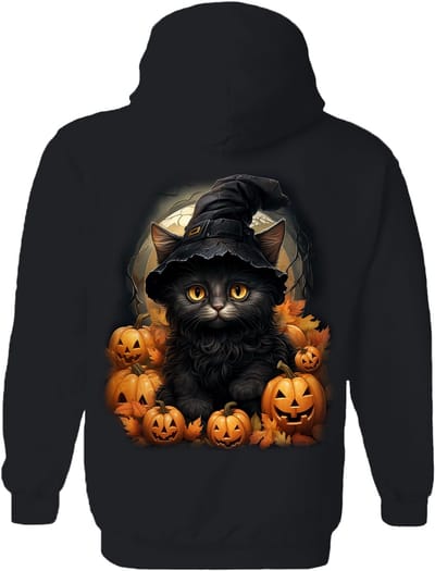 Zwarte Kat Pompoenen Black Cat Pumpkins The Coloured House Hoodie S