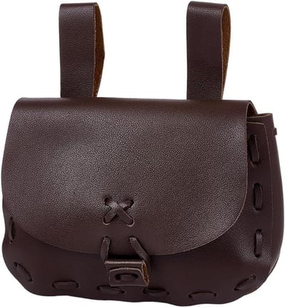 Handgemaakte vintage heuptas van faux leer in middeleeuwse stijl voor vrouwen, ideaal voor Halloween kostuums en LARP evenementen, perfect als accessoire voor renaissance fairs