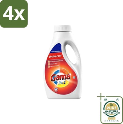 Gama - Wasmiddel - 3 In 1 - Huidvriendelijk - 20 Wasbeurten - Voordeelverpakking - 4 stuks - Wasverzachter - 3 in 1