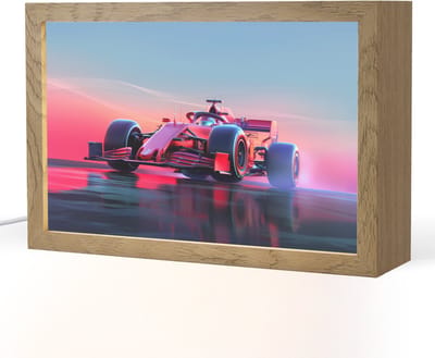 Nachtlampje 30x20 cm - Kinder lampje - Formule 1 - Race - Auto - Jongens - Tafellamp kinderkamer - Slaapkamer lamp - Bedlamp kinderen - Kinderlampje stopcontact - Wandlamp babykamer - Nachtlampjes