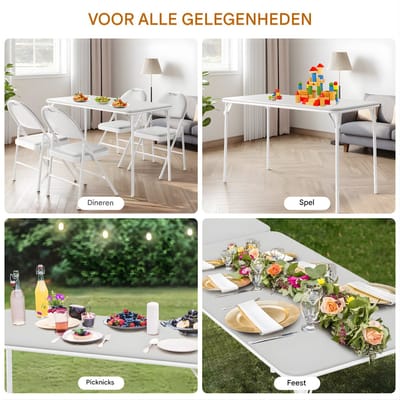 Opvouwbare Kaarttafel - Campingtafel met Metalen Frame - Grijs
