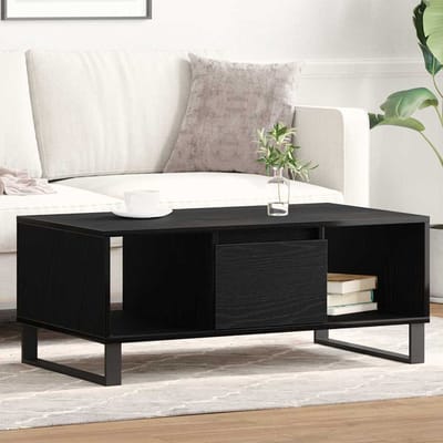 vidaXL - Salontafel - Zwart - Eiken - 90 - x - 50 - x - 36.5 - cm - Bewerkt - hout