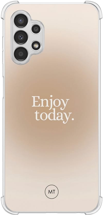 Hoesje (shockproof) geschikt voor Samsung Galaxy A13 4G - Enjoy today - Extra sterke case - TPU/polycarbonaat - Natuur - Beige, Groen, Transparant