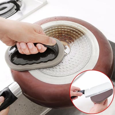 Schuursponsjes-Schaal sponzen voor schuursponzen- borstel gum met handvat-keuken- vloertegel- glasreinigingsborstels-multifunctionele schuursponzen -zwart