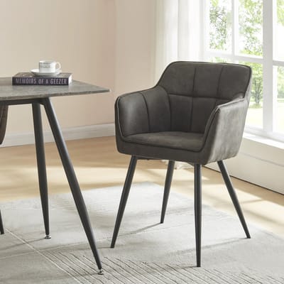 Eetkamerstoel Birmingham set van 2 fauteuils donkergrijs en zwart [en.casa]