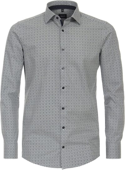 Venti Overhemd Met Groen Motief Kent Boord Modern Fit - XL