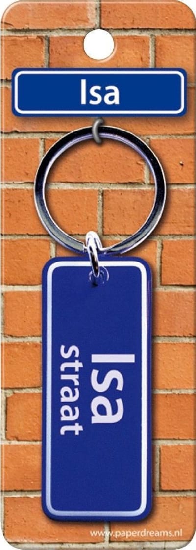 Paper Dreams Sleutelhanger Straatnaam Isa 9 Cm Staal Blauw