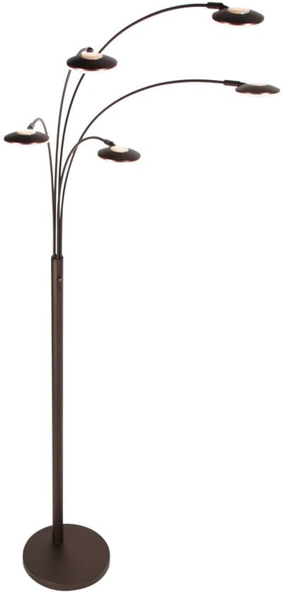 5-lichts vloerlamp Synna 1327CA – Modern cacao kleurige LED booglamp 189 cm met dimfunctie van Mexlite