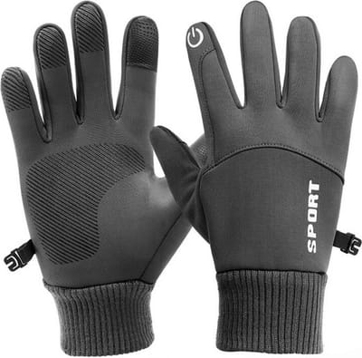 New Age Devi - Donkergrijs - Waterdichte Touchscreen Handschoenen - Maat L - Heren & Dames - Sport - Winter - Scooter/Fiets/Wandelen - Sinterklaas/Kerst - Fleece