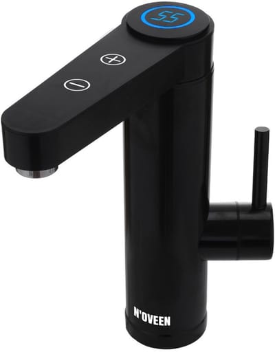 N'OVEEN IWH965 Inox Black Elektrische Doorstroomverwarmer – 3000W-3600W – Touchbediening – Montage op het Blad – LED-display – Mat Zwart RVS