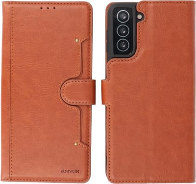 Bestcases Book Case Telefoonhoesje - Kaarthouder Portemonnee Hoesje - Wallet Cases - Geschikt voor Samsung Galaxy S21 - Bruin