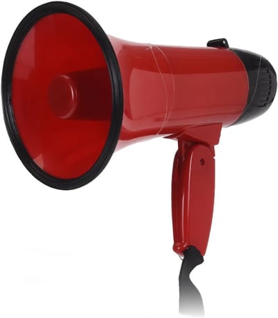 Aura® Megafoon met Sirene – Luchthoorn Met Schouderriem – Megafoon Auto – Sirene Met Instelbaar Volume - Stemversterker - Rood - 24cm x 15cm x 15cm