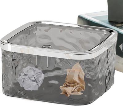 Tafel vuilnisemmer - Afvalbakje bureau - Werkblad opruimen - Pop-up deksel - 15 cm lengte - Wit