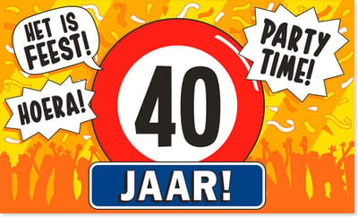 BTH - Gevelvlag 40 Jaar - 150x90cm - XXL Polyester Vlag - Vlag - Feestvlaggen - Flag - Verjaardag - Verjaardag Versiering
